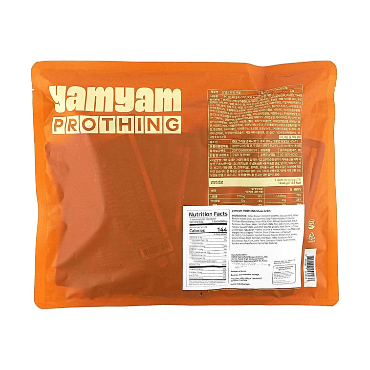 韓國YAMYAM 脆脆蛋白奶昔 蛋白粉 穀物原味 高蛋白飽腹代餐 7袋*40g【每袋含蛋白質22g】 4