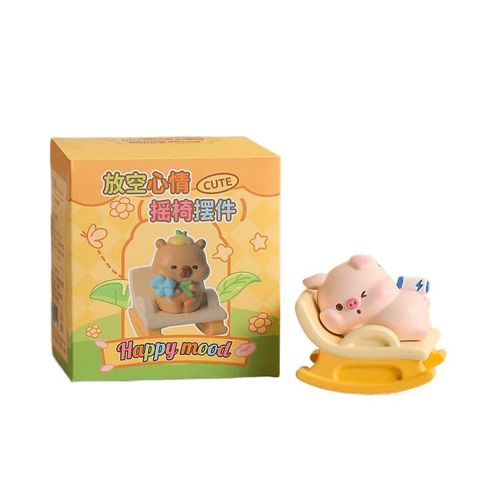 [中国直送] Heiwan かわいい癒しの小飾り 充電式リクライニング 豚ロッキングチェア 5*5*5cm