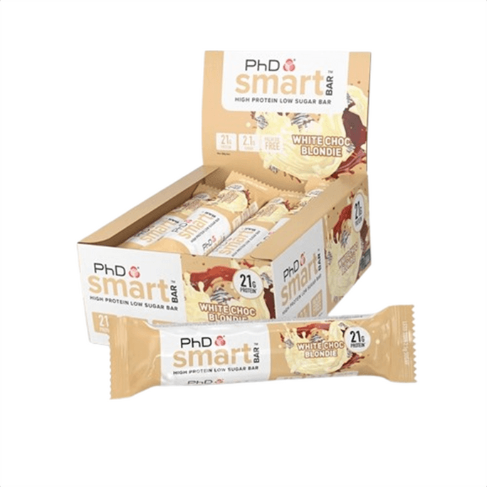 【中國直效郵件】PhD 蛋白棒 智選乳清能量高蛋白棒 健身運動代餐餅乾 解饞抗餓 白巧克力口味64g*12支/盒
