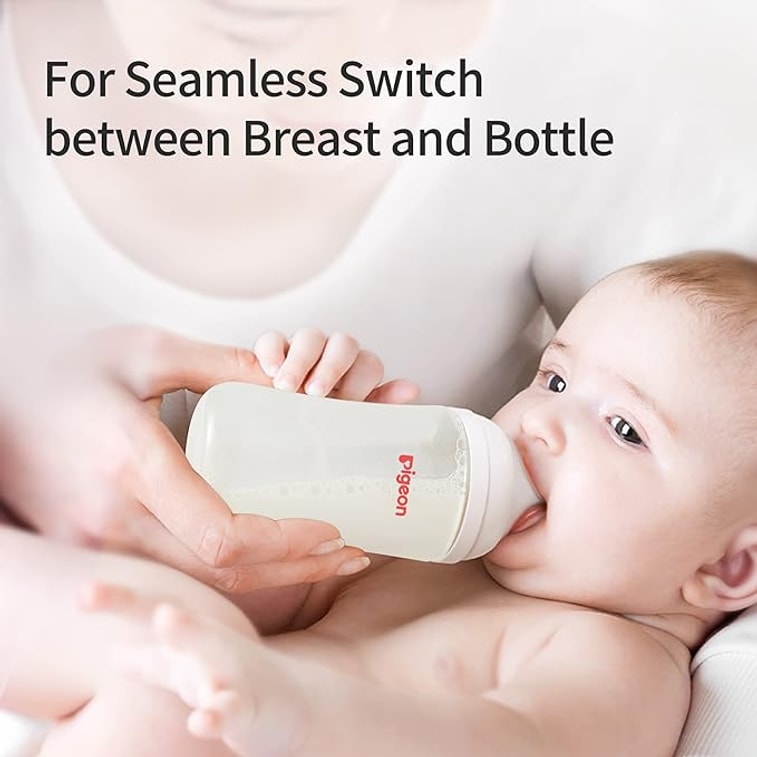 ピジョン（日本）新生児用哺乳瓶、広口、第3世代、ナチュラルフィーリング、母乳育児シミュレーション、330ml、Lサイズ乳首付き（6～9ヶ月）、3本セット 4