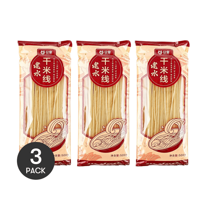 Dried Rice Noodles ,Thick,17.64 oz *3【3 Packs】【Yunnan Jianshui Style】
