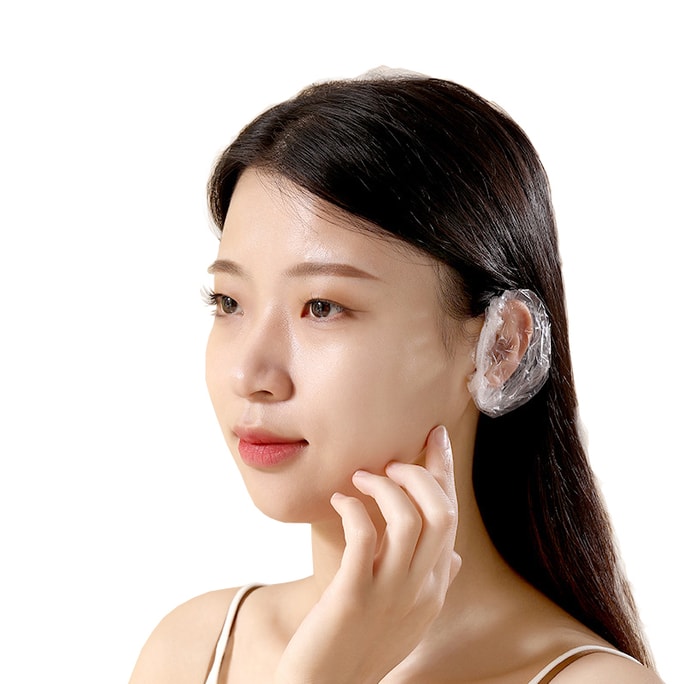 FaSoLa 一次性塑料耳套 防水防脏 护耳朵 松紧束口耳罩 100只装