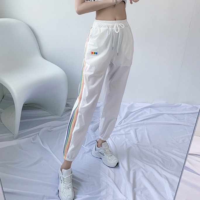 Rainbow Stripe Toe Quick Dried Ice Silk Pants