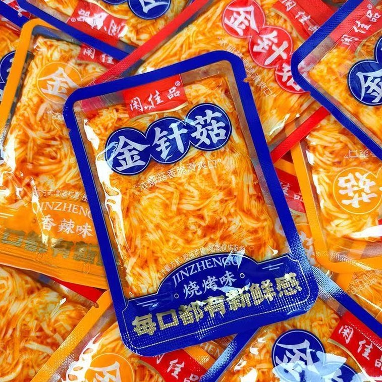 Red Oil Enoki Mushrooms Spicy Enoki Mushrooms 26g*4 packs Small Pickles Side Dish for Rice or Noodles Ready to Eat [Crisp and Delicious, Assorted Flavours] 4