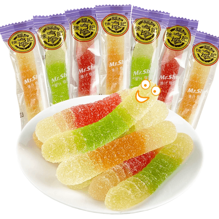 Xufuji Earthworm Shaped Fruit Juice Acorn Candy Caterpillar QQ
