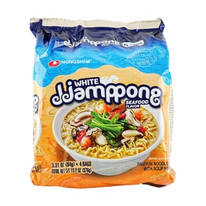 흰 짬뽕 해물맛 - 라면과 스프믹스, 3.31온스 *4개【튀기지 않음】