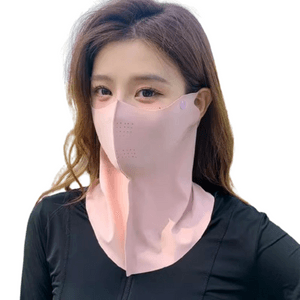 New Ice Silk Sunscreen Mask For Women With Breathable Holes 3D UV Protection Seamless Mask Pink 1pc