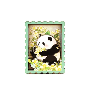 Chengdu Giant Panda Base Official Flower Wooden Magnetic Refrigerator With Floral Fragrance 60 * 80mm