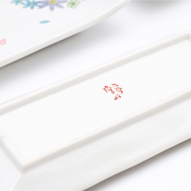 일본 구타니 도자기 수제 서빙 접시 5개 세트(꽃 4.33" x 9.96") 3