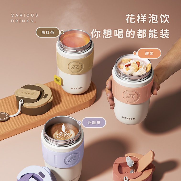 [중국에서 다이렉트 메일] Wu Biological Star Language 보온병 컵 400ml 용량 히비스커스 보라색 원피스 밀짚 음료 커버 4