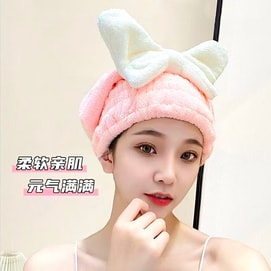 企鹅团团 粉色浴室干发帽  吸水头巾 浴帽 樱花粉 26*27cm 可爱浴帽 浴室必备好物推荐