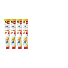 【中国直邮】 德国 Doppelherz 双心进口维生素C泡腾片维升生素C锌vc片水果冲饮加锌*4瓶