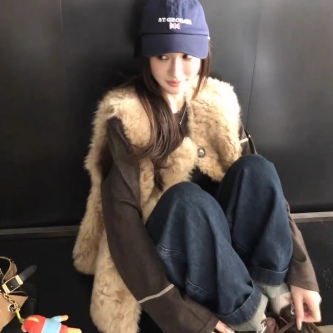 Wheat Faux Fur Vest S 【Fall/winter Layering Essential】soft & Fluffy With A Round Neck. Flattering Shoulder Line. Korean Chic, Relaxed Vibe. Perfect For Layering. [Stylish & Slimming]