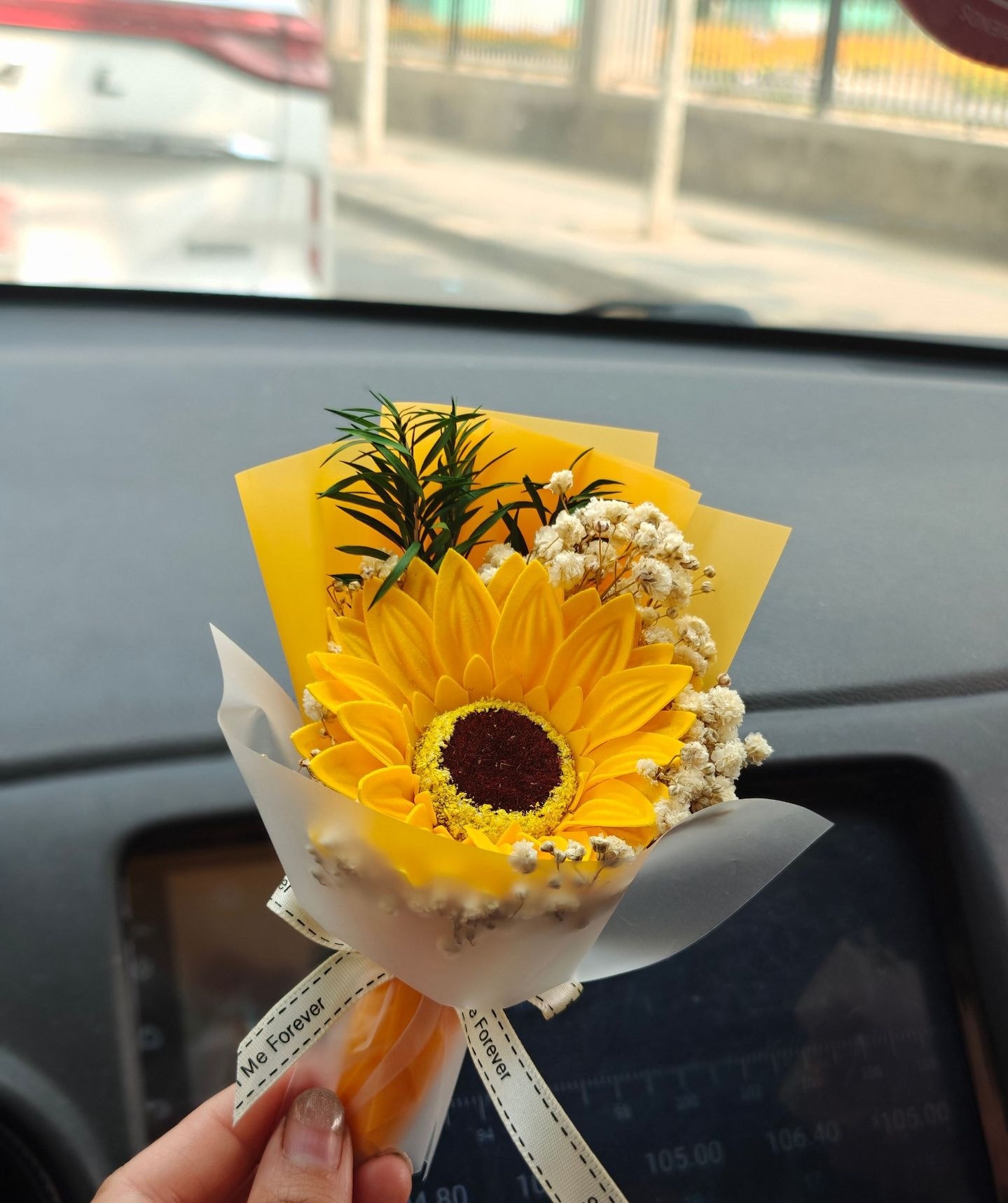 狐尾甄选 车载香水迷你干花花束+2ml 香水 车载饰品 香薰 空调出风口 淡香 装饰 礼物-烈焰情书 1个