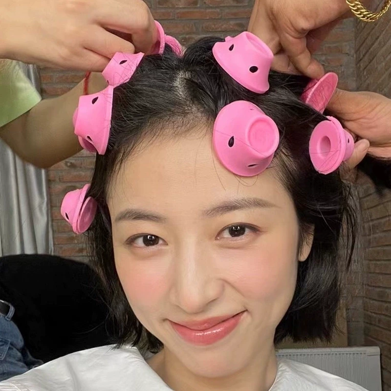 中国直邮 茉莉小铺 蘑菇铃铛卷发器 懒人卷发神器 塑料卷发器 不伤头发 空气刘海卷发筒 10个 5大+5小