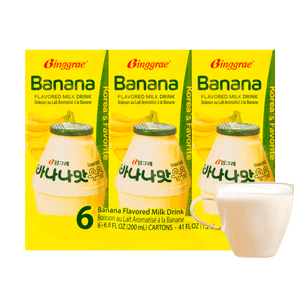 Banana Flavored Milk Drink,Korean Sweet and Creamy Beverage, 6.76fl oz*6 Packs【Trending on TikTok】