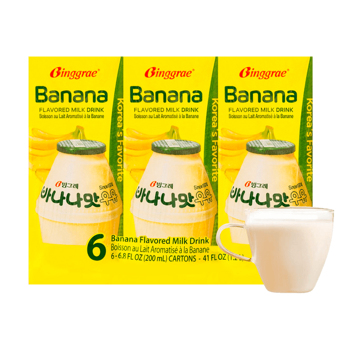 【全美超低价】韩国BINGGRAE宾格瑞 香蕉牛奶饮料 6盒装 1200ml