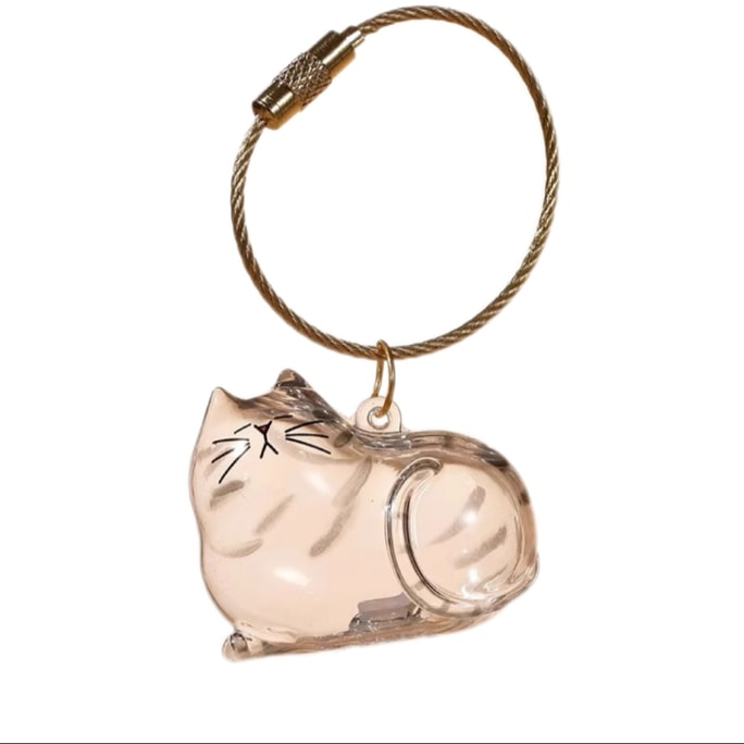 Transparent Cute Cat Hair Storage Pendant Key Ring Commemorate Collect Cat Hair -Style B - 1 Pc
