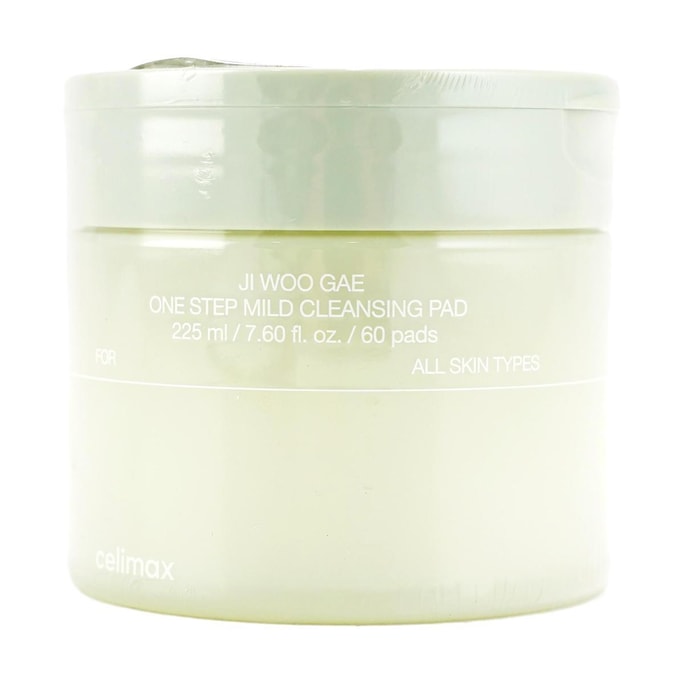 Ji Woo Gae One Step Mild Cleansing Pad,  60pads - pH-Balanced | 1-Step Makeup Removal + Hydration