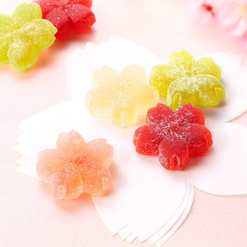 【日本直邮】 日本 鹿鸣馆 纯天然水果胶原  6种产水果纯果汁 花见 樱花水果软糖 22粒