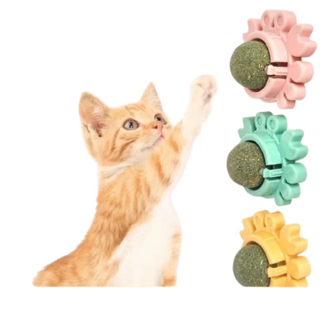Catnip Ball Self-Entertainment Chew Toy Cat Teaser Stick Essential Cat Supplies Collection Durable Lick Toy Kitten Plaything One Pack (Random Color)