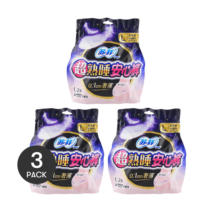 日本SOFY蘇菲 超熟睡透氣型安睡褲夜安褲 超薄款 L 6枚入【超值裝】