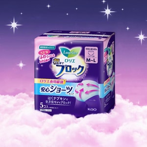 日本KAO花王 LAURIER乐而雅 A超吸收安睡系列 夜用吸收最强全方位保护 安睡裤晚安裤 裤型卫生巾 M~L号 5片入*3包入 (包装随机发送)【超值3包入】