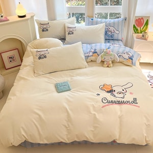 A four piece set of pure cotton brushed bedding suitable for 2-meter bed duvet cover 220 * 240cm star jade Guigou