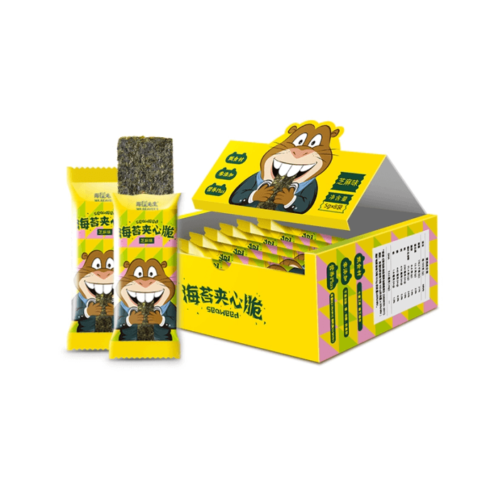 【中国直邮】 海狸先生 芝麻海苔夹心脆片40g*1盒
