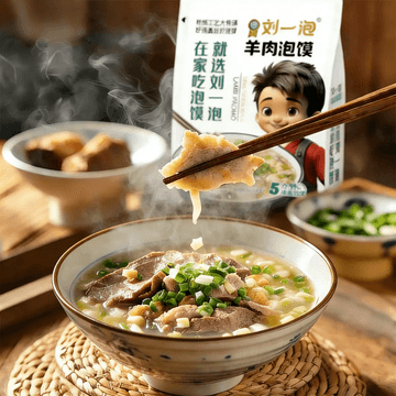 刘一泡 全新系列羊肉风味泡馍 465g【陕西西安特产】【半成品速食】【还原堂食风味】