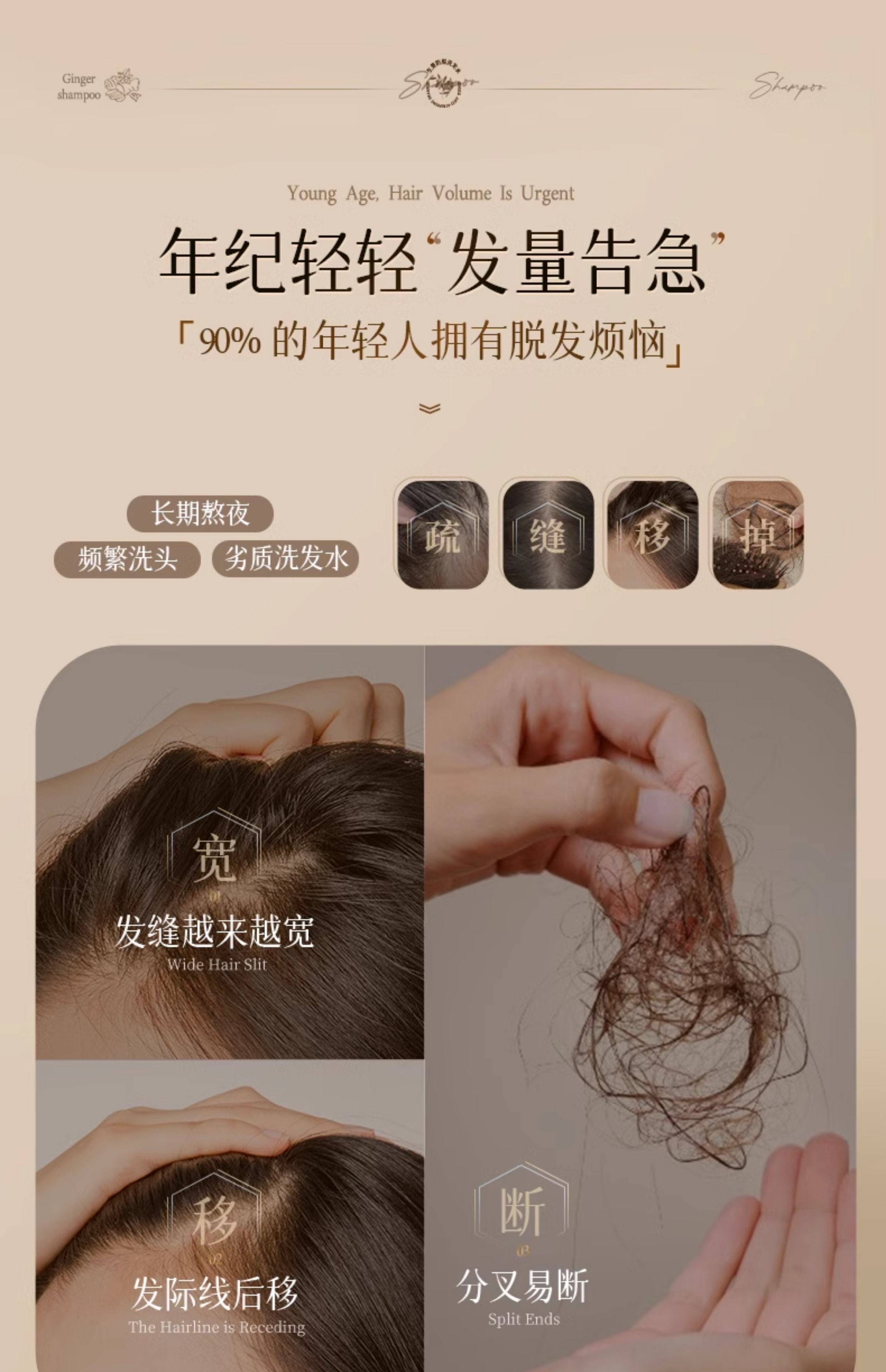 【中国直邮】 新加坡 Kuvive 防脱洗发水 长发育发控油蓬松去屑咖啡因生姜固发脱发洗头膏露 500ml/瓶