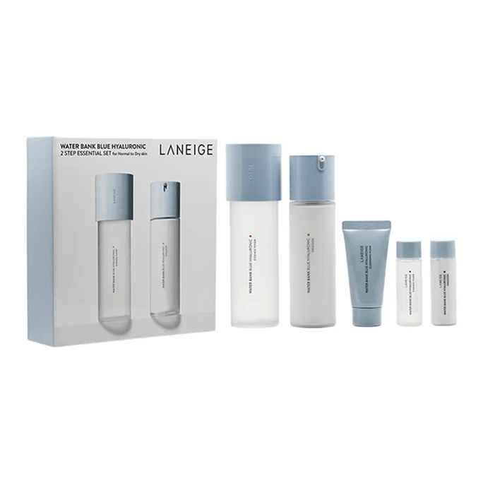 【香港直邮】 韩国 LANEIGE 兰芝 新水酷透明质酸嘭润修护套装【特润】细肤水160ml+25ml+保湿液120ml+25ml+面乳30g 1/2000微分子玻尿酸 干皮适用 滋润修护屏障