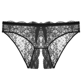 Sexy lace open bow briefs black uniform size pure thong adult sexy underwear
