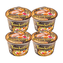 【Value Pack】Japanese Tonkotsu Flavor Ramen with Kuromayu Black Garlic Oil - Instant Pork Cup Noodles, 4 Bowls*, 3.56 oz