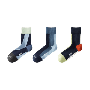 실버 스킨 555컬러 남성용 몬드리안 미드 카프 양말 앙상블 A+B+C 3켤레 세트