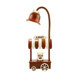 GOLDEN LION 萌熊小推车台灯 LED白光 USB充电灯光 深咖色