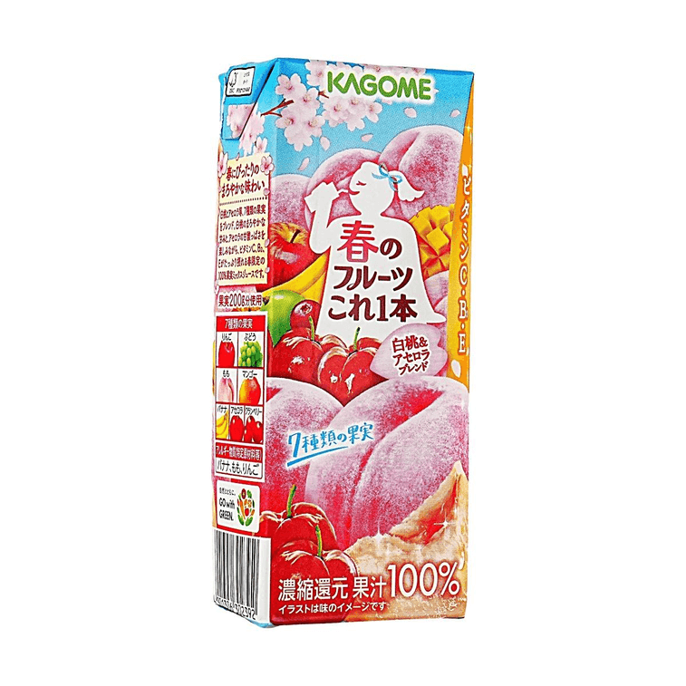 日本KAGOME可果美 白桃櫻桃口味混合果汁 200ml【春季限定】【富含維生素C、B2、E】 3