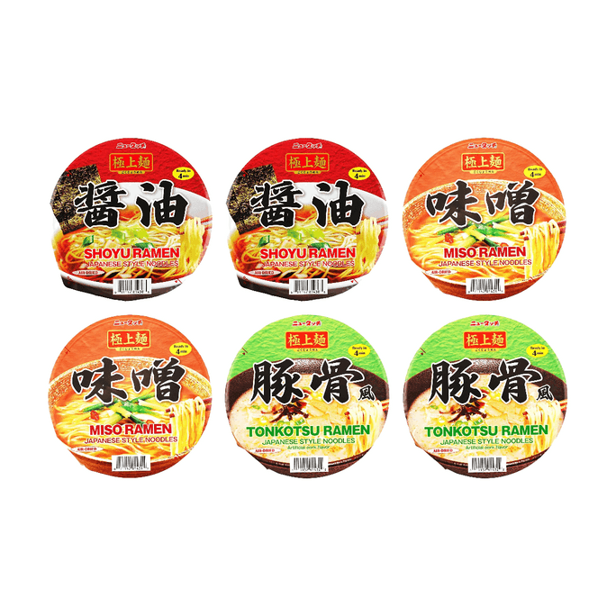 NEW TOUCH Ramen Japanese Style Noodles Shoyu+Miso+Tonkotsu 11.32 oz【3 Flavors 6 Combo Packs】