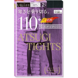日本ATSUGI厚木 天鹅绒110D发热裤袜 #黑色 L-LL号 2双入