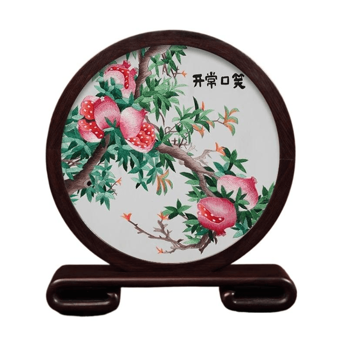 [중국 직송] 정교한 수저우 자수 수제 실크 자수 장식 - 미소 짓는 얼굴 (21.5*24*4.5cm)