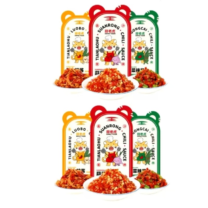 Sweet Tiger (Garlic Spicy Sauce+Radish Spicy Sauce+Gongcai Spicy Sauce) 20g * 6 bags