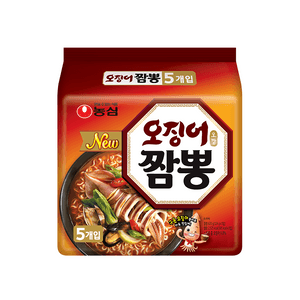 농심 신라면(한국 수입 오징어맛 해물라면) 124g x 5개입, 야식으로 딱 좋은 매운맛 인스턴트 라면