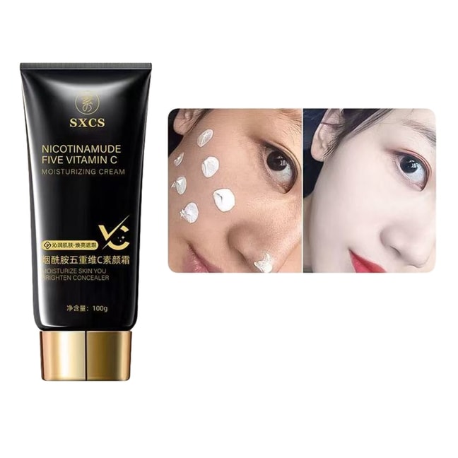 Niacinamide Quintuple Vitamin C Brightening Cream【Radiant Creamy Skin】【Sheer Finish: Conceals, Sunscreens, Brightens】Instant Radiance & Hydration 100g