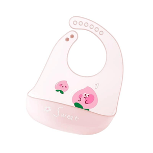 Waterproof Silicone Baby Bib, Peach Style,1pc