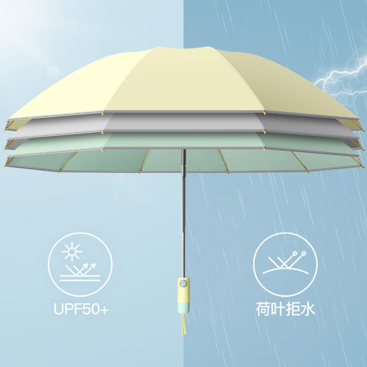 【中国直邮】 HSPM 全自动雨伞折叠高级感防晒防紫外线晴雨两用遮太阳伞 10骨反向彩胶 葡萄汽水 12
