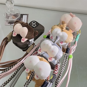 New Cute Creative Doll Butt Back Clip Phone Rope Yellow Cat Butt Doll+Long Rope F