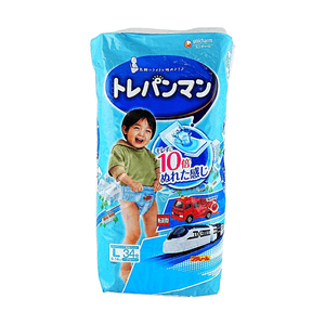 유니참 무니 배변 훈련용 팬티 (남아용, 파란색, 사이즈 L, 9-14kg, 34개입)