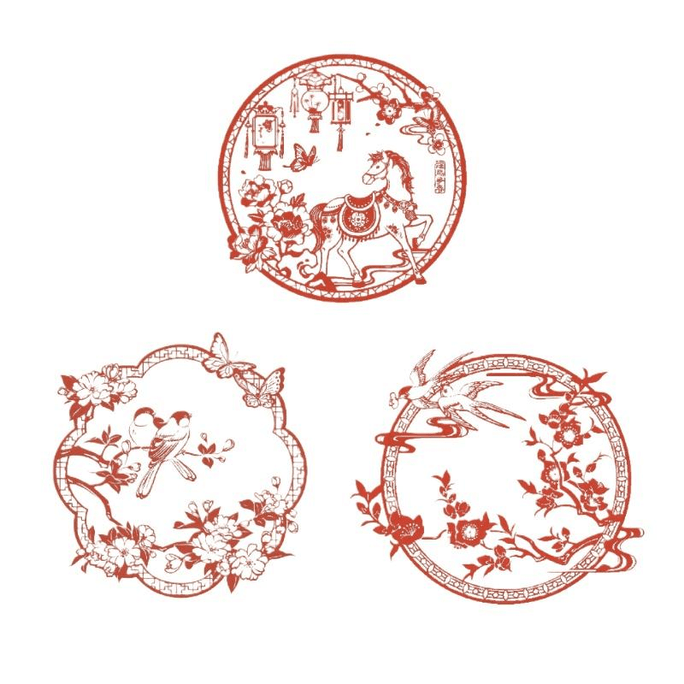 Wenchuang Spring And Jingming Year Of The Horse Window Static Sticker New Year Decorative Glass Sticker 34cm*3