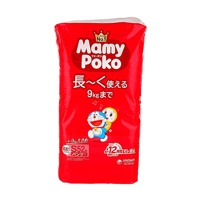 日本UNICHARM尤妮佳 MAMYPOKO 拉拉裤 S码 4-9kg 52片【哆啦A梦联名限定版】