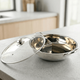 乐享PLUS 三格火锅 不锈钢火锅盆 加厚加深 家用聚餐必备 32cm